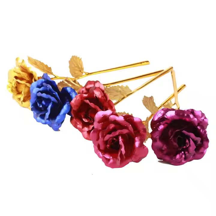 24K Gold Foil Plated Artificial Rose High Quality Preserved Wedding Valentine's Day Gift Leaf Wholesale Christmas Easter