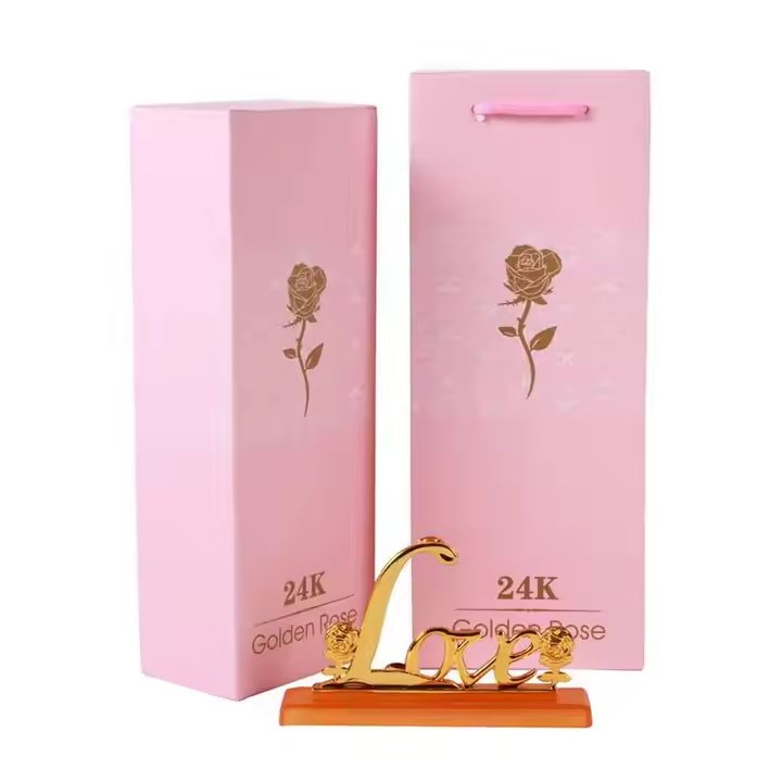 24K Gold Foil Plated Artificial Rose High Quality Preserved Wedding Valentine's Day Gift Leaf Wholesale Christmas Easter