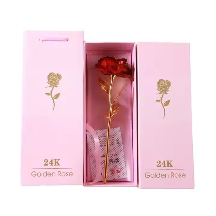 24K Gold Foil Plated Artificial Rose High Quality Preserved Wedding Valentine's Day Gift Leaf Wholesale Christmas Easter