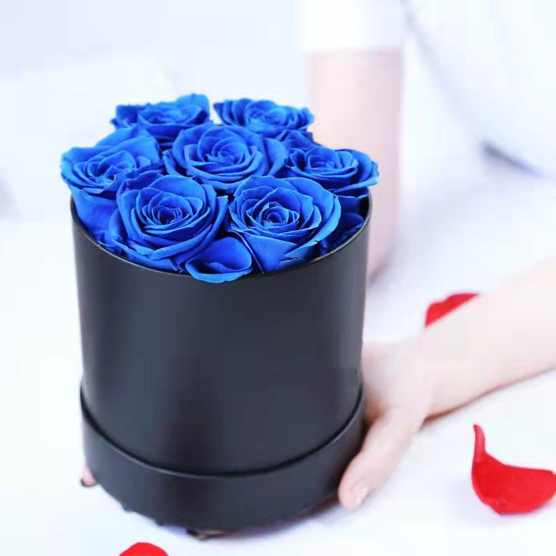 Wholesale Handmade Eternal Rose Preserved Flower Valentines Day Gifts Christmas Day Red Roses in Round Flower Box