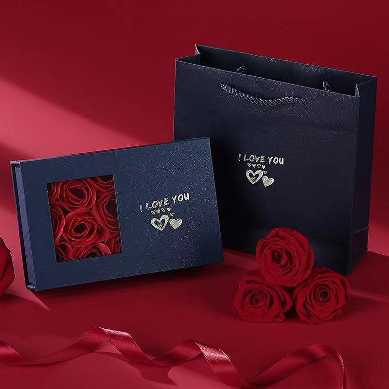 Preserved Rose Flower Gifts Box Jewelry Ring Necklace 9 Immortal Forever Eternal Soap Roses Box Valentines Mothers Day Gift 2025