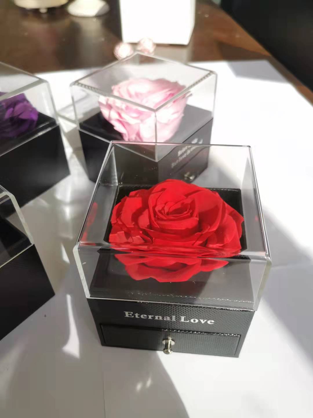 2025 Valentine's Day Gifts Preserved Flowers Eternal Roses Preserved Rose Head In Acrylic Box