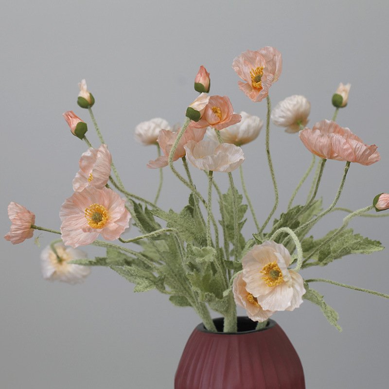 Y-H068 New design home vase decoration 4 Branches silk flowers Poppy wedding flower Artificial Poppy Flower for Decor