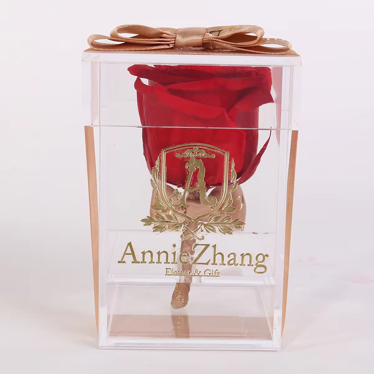 2023 hot sale single preserved rose in acrylic box preserved flower forever rose box
