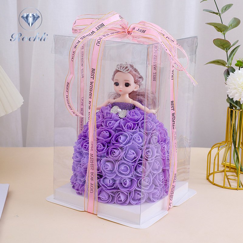 Hot Sale New Fashion Doll Rose Wedding Dress with Gift Box for Decoration Gift