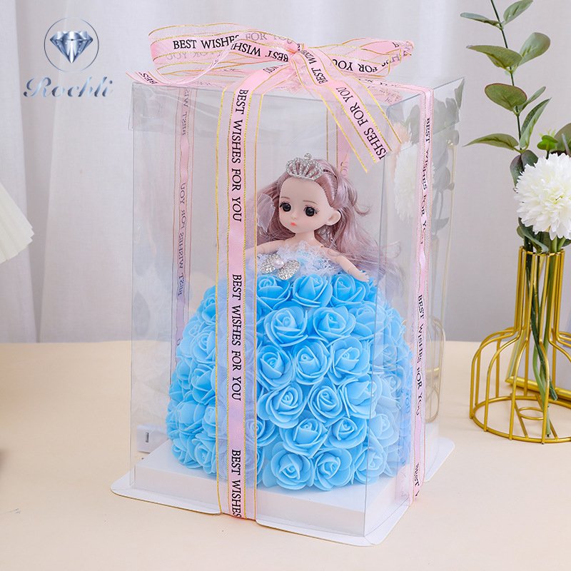 Hot Sale New Fashion Doll Rose Wedding Dress with Gift Box for Decoration Gift