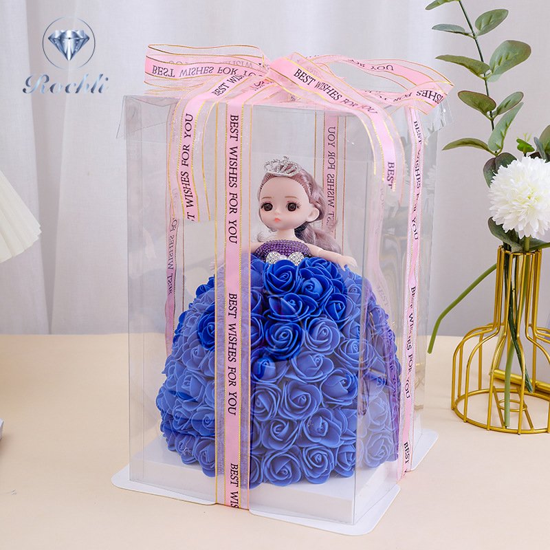 Hot Sale New Fashion Doll Rose Wedding Dress with Gift Box for Decoration Gift