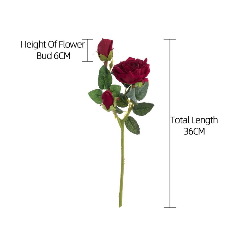 MW03335 High Quality Artificial Flowers Velvet Fabric Long Stem Preserved Rose Spray With Bud For Valentine's Day gift