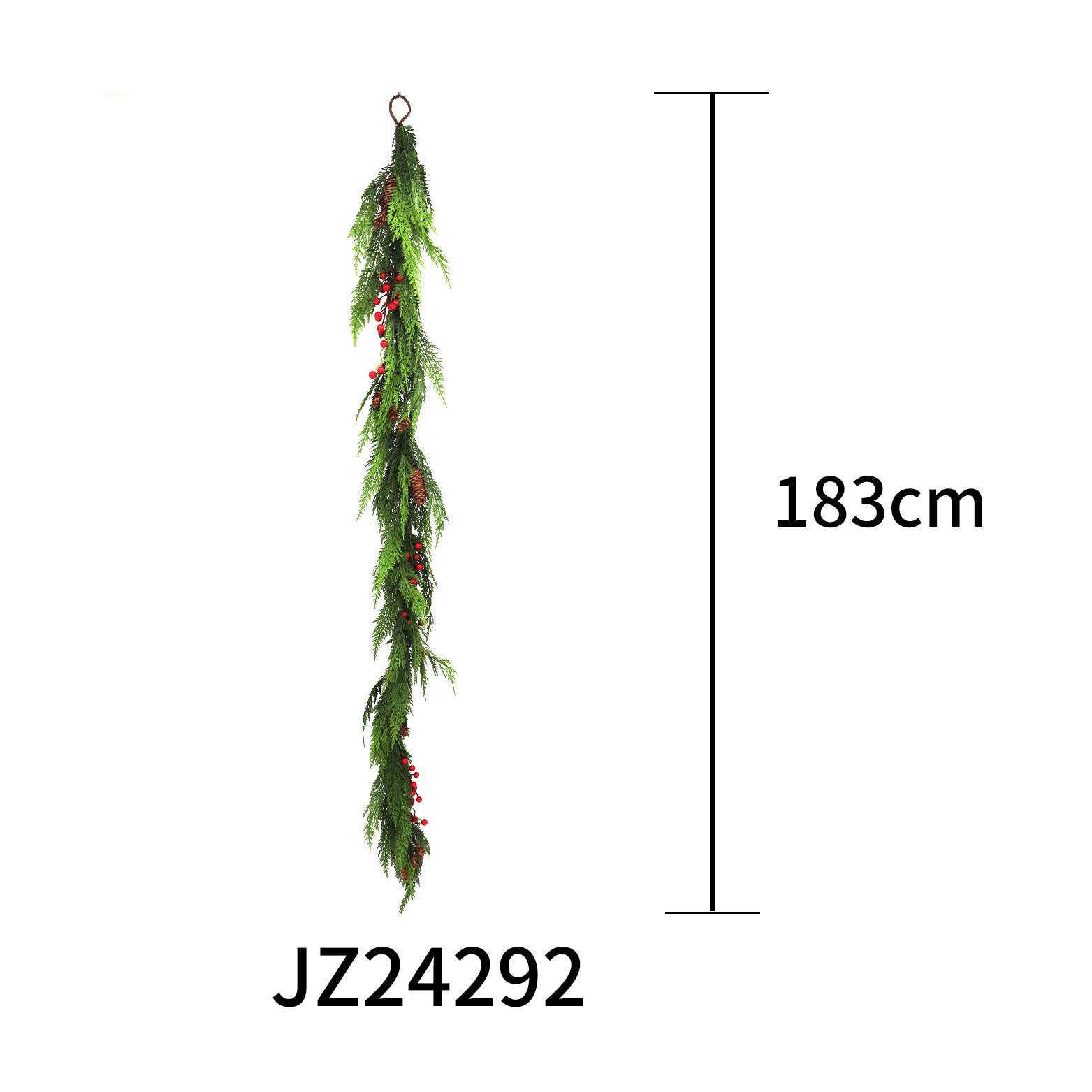Wholesale 183cm High Quality Artificial Christmas Pine Cones Long Flat Cypress Red Fruit Vine Decoration Preserved Flowers
