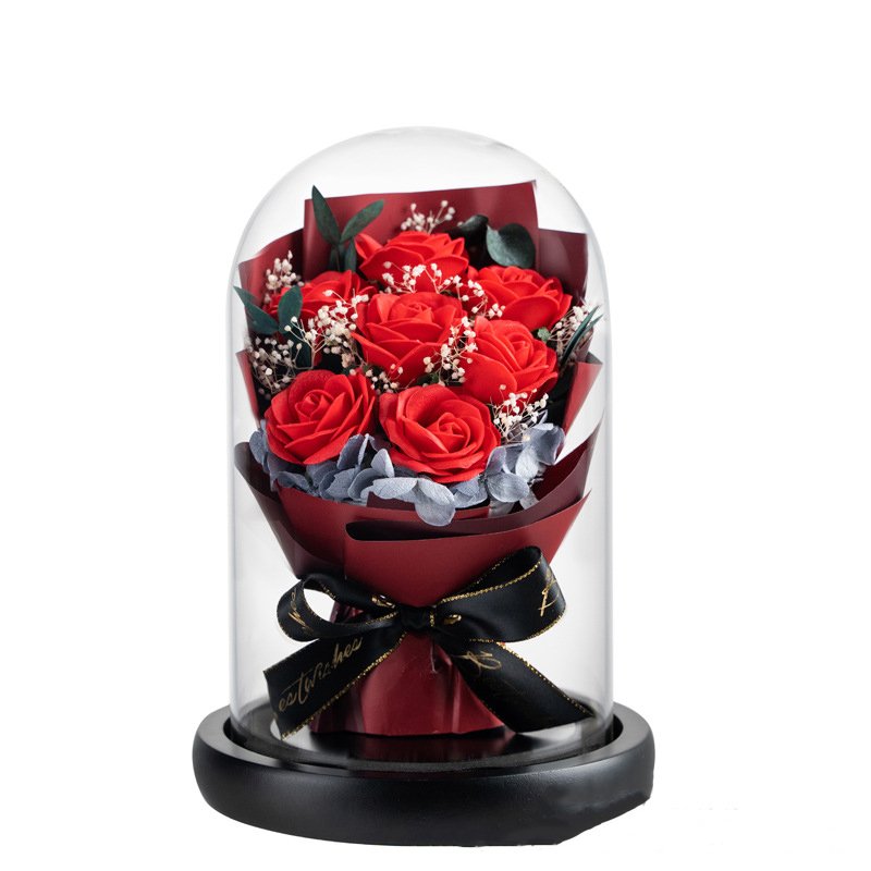 Preserved Flowers for Valentine's Day Gifts Bouquet in Glass Dome Flowers Fresh Bouquet for Mother's Day