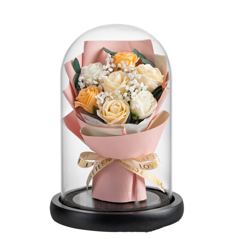Preserved Flowers for Valentine's Day Gifts Bouquet in Glass Dome Flowers Fresh Bouquet for Mother's Day