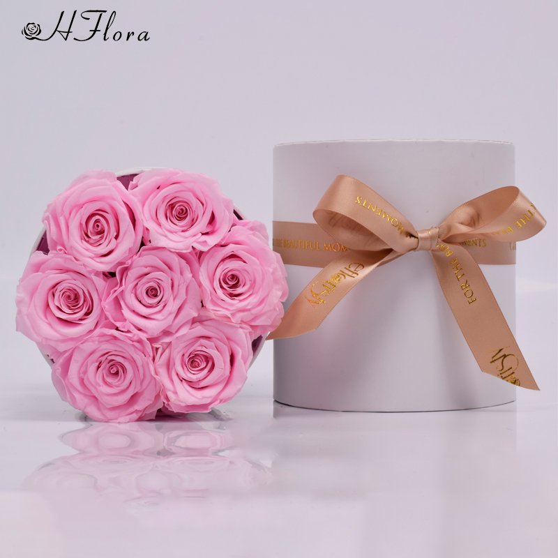 HFlora high quality best seller round box preserved flower red rose for birthday gift