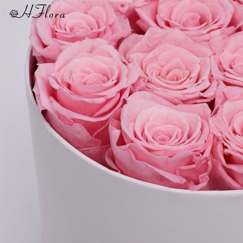 HFlora high quality best seller round box preserved flower red rose for birthday gift