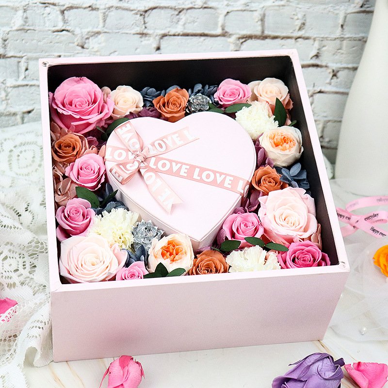 Luxury Gift Square Flower Box Eternal Flower Preserved Roses with Gift Box