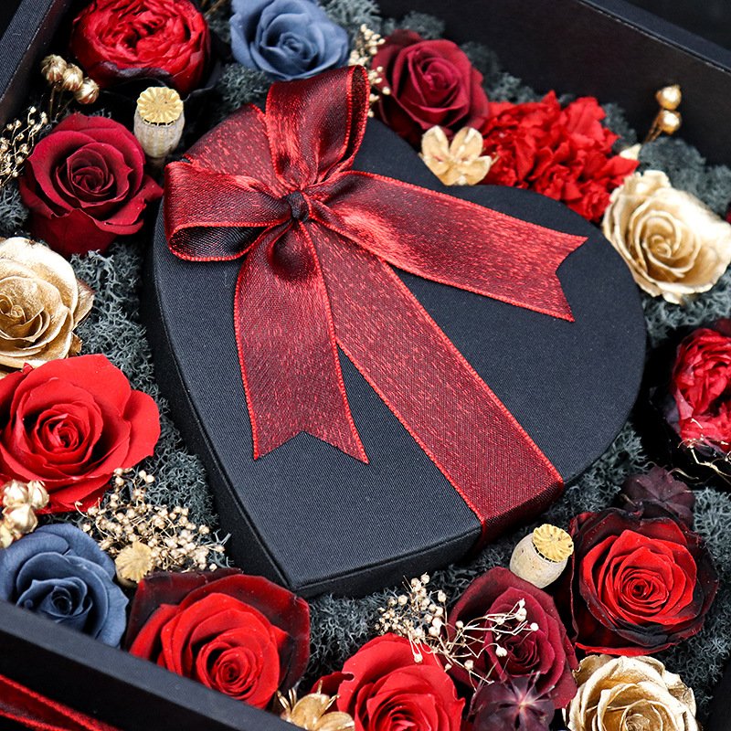 Luxury Gift Square Flower Box Eternal Flower Preserved Roses with Gift Box