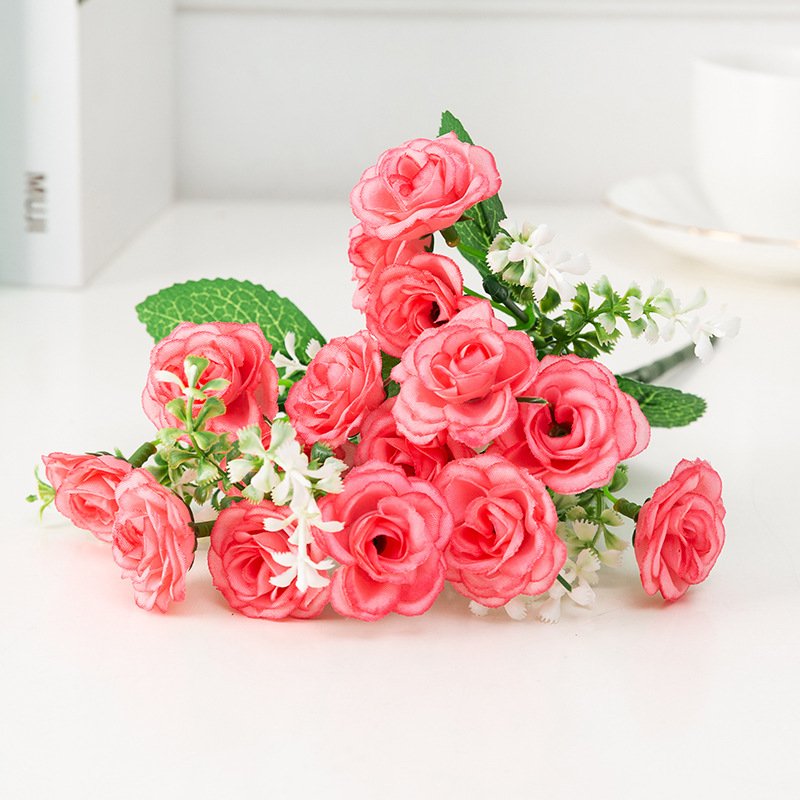 Hot Selling Preserved Artificial Rose Bouquet For Home Wedding Decor 5 Branches Silk Roses