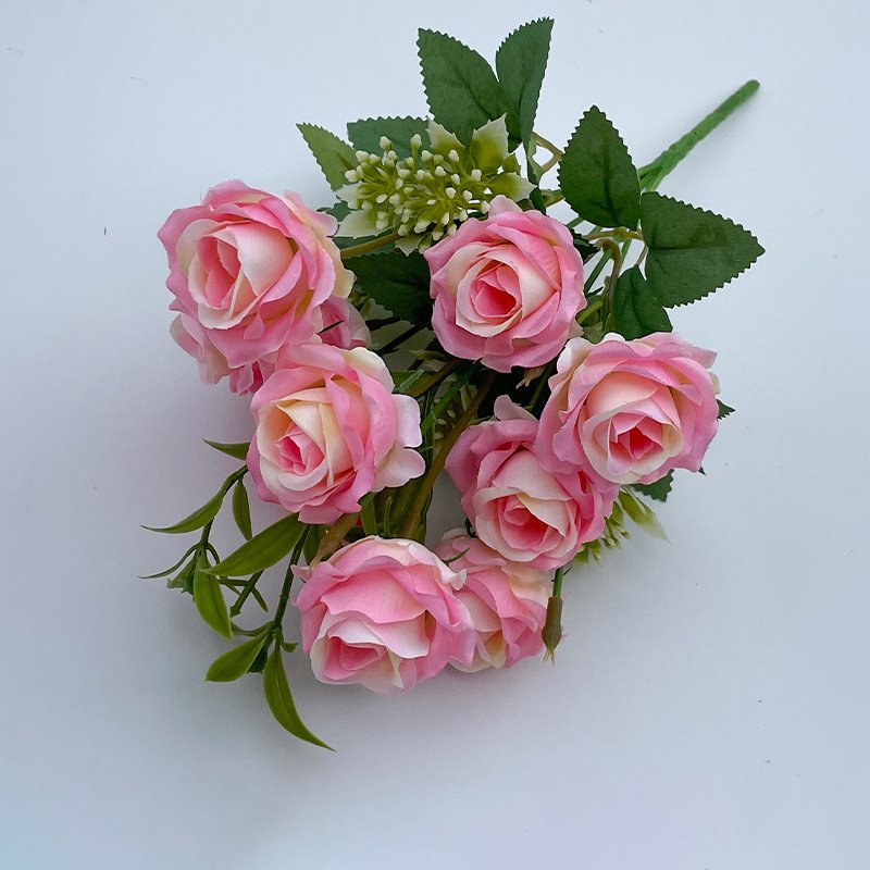 Hot Selling Preserved Artificial Rose Bouquet For Home Wedding Decor 5 Branches Silk Roses