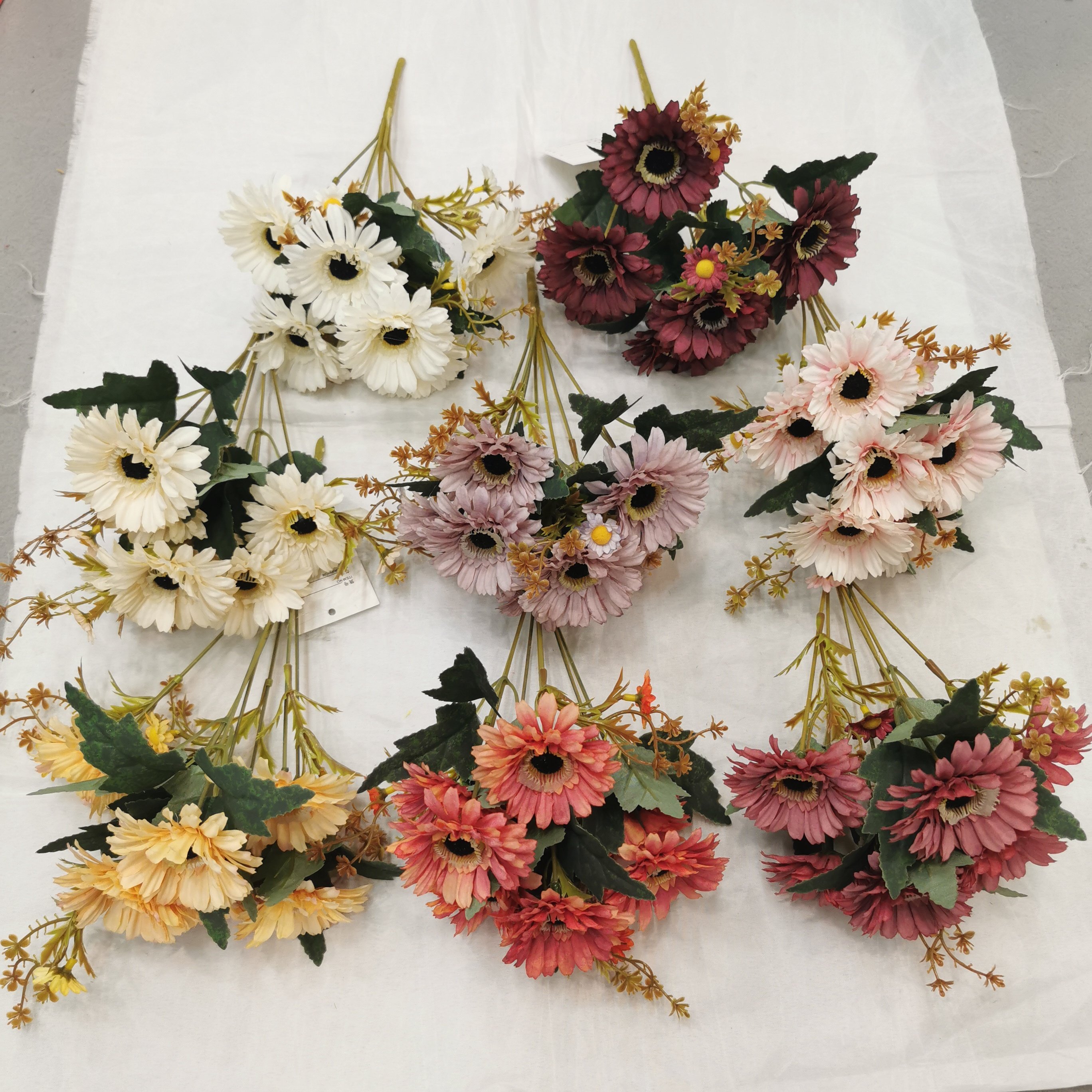 QIDA CJ23137 7head artificial flowers potted wreaths and plants flower pots for Home Wedding Decorative Flowers Hot Sale 23230