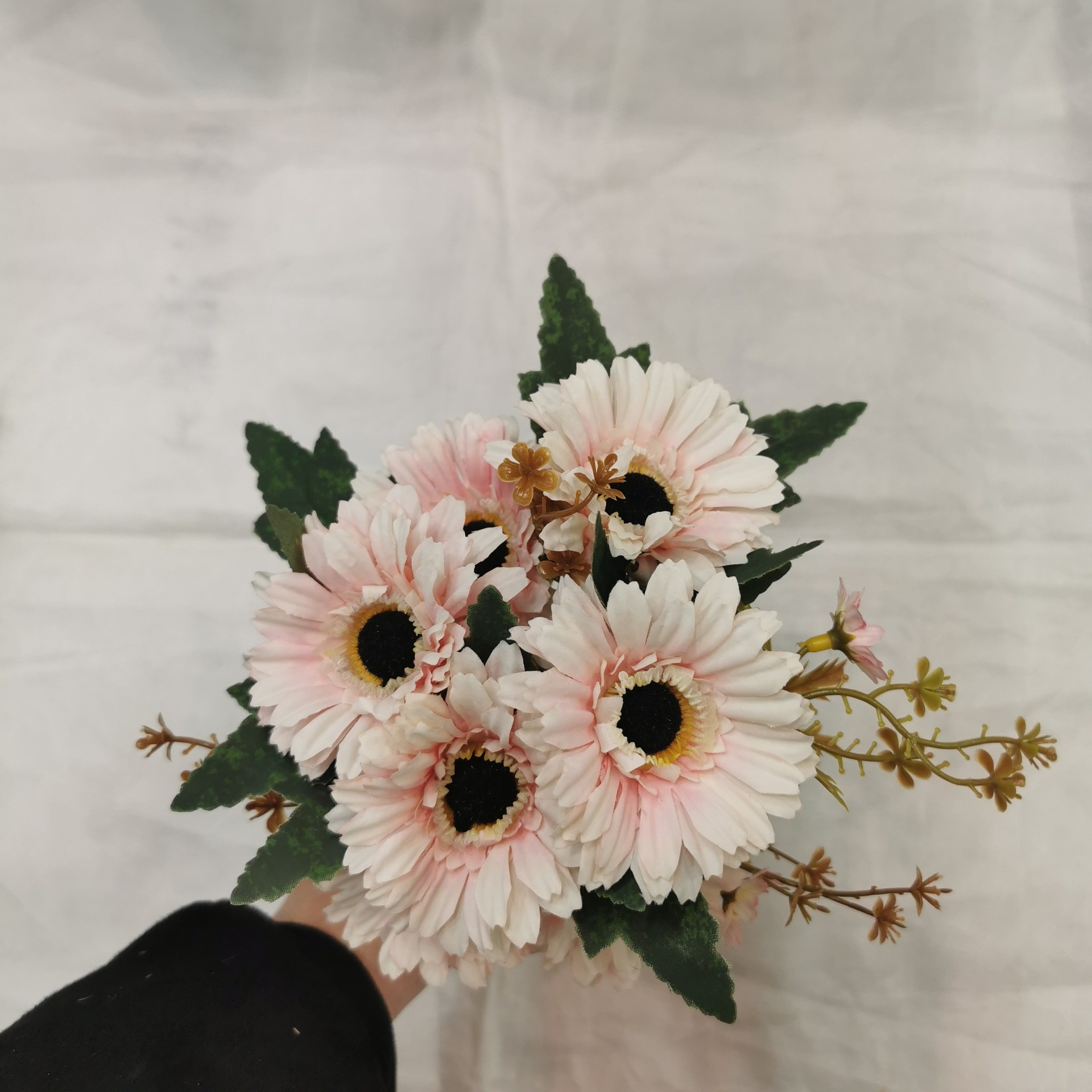 QIDA CJ23137 7head artificial flowers potted wreaths and plants flower pots for Home Wedding Decorative Flowers Hot Sale 23230