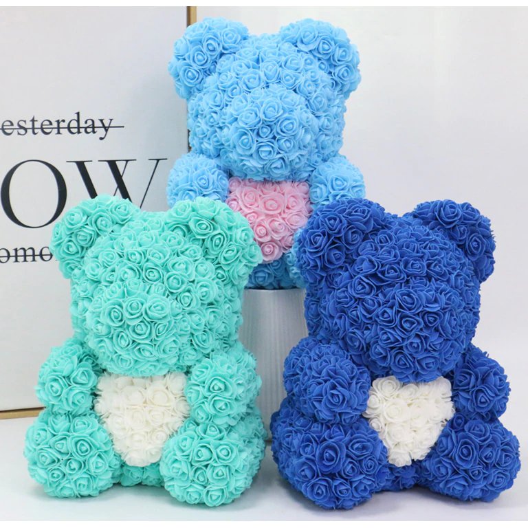 Wholesale Valentines Christmas Gifts 40cm 25 Floral PE Foam Flore San Valentin Artificial Flowers Decor Rose Bear With Box