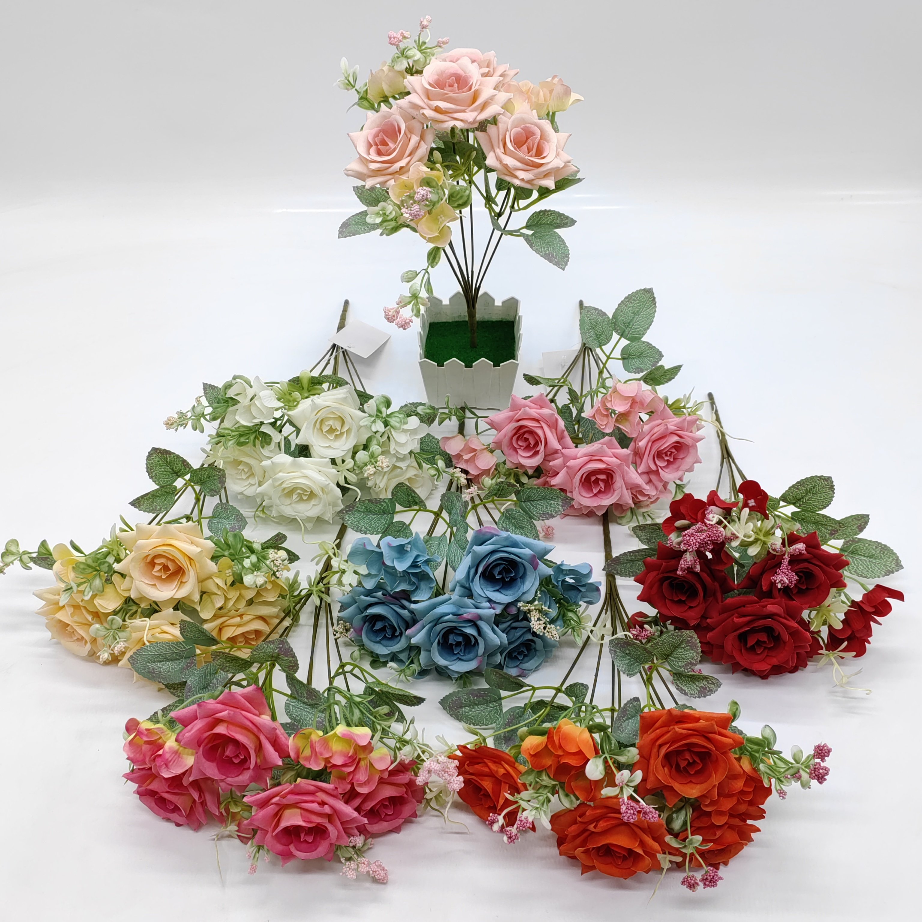 QIDA YL24109 7-Head Artificial Potted Flowers for Wedding Christmas Mother's Day & Valentine's Day Hot Sale 14452435