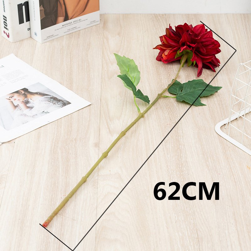 Minimalist style Artificial single stem Silk Fake Dahlia Flowers for Home Bridal Wedding Party Festival Decoration