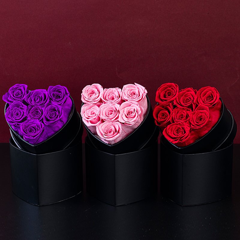 Yunnan Heart Shape Box Preserved Everlasting Rose Eternal Crafted Flower Wedding Gift Mothers Day Birthday Graduation Halloween