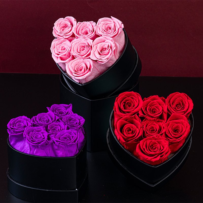 Yunnan Heart Shape Box Preserved Everlasting Rose Eternal Crafted Flower Wedding Gift Mothers Day Birthday Graduation Halloween