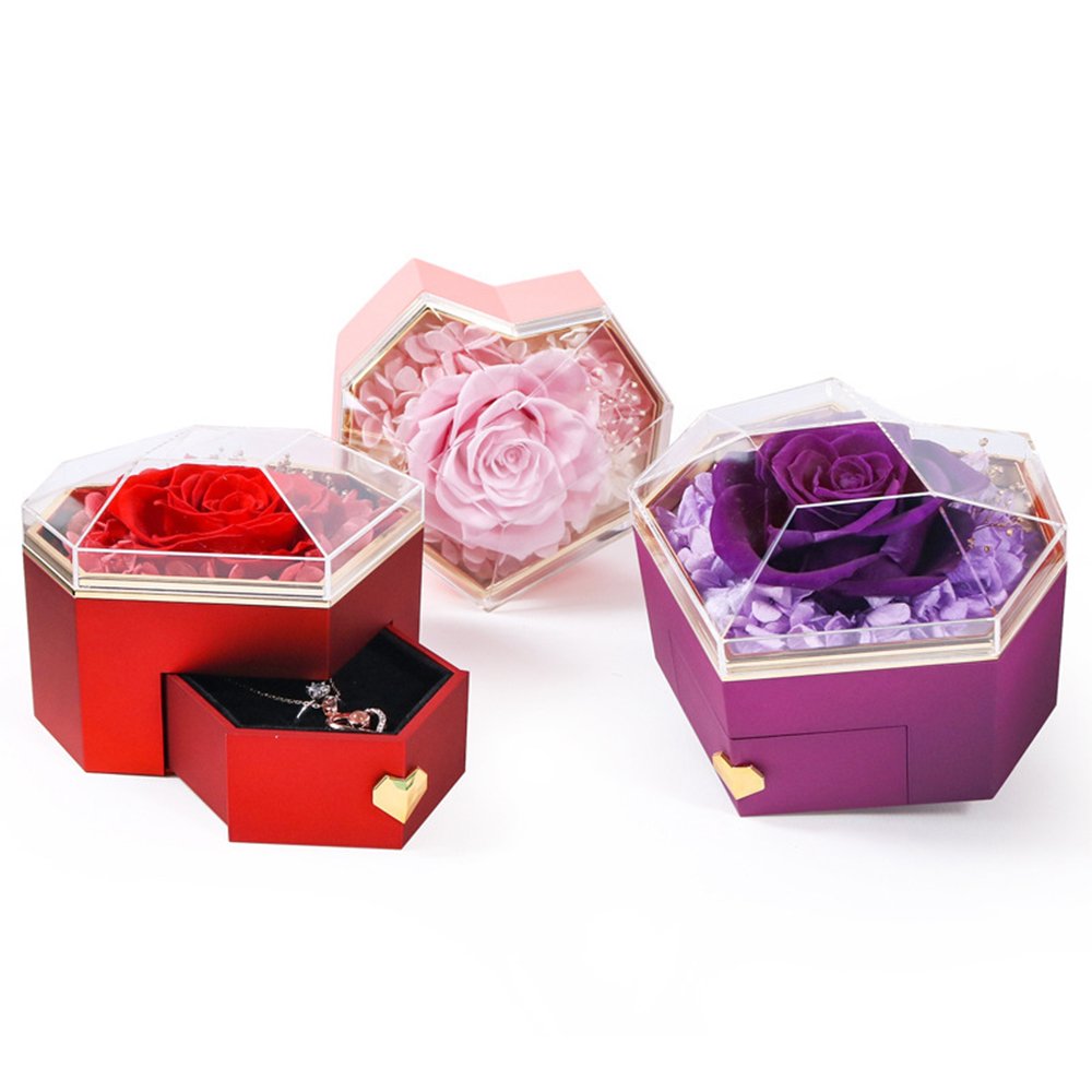 INUNION Gift Box Flower Box Jewelry box with Real Rose