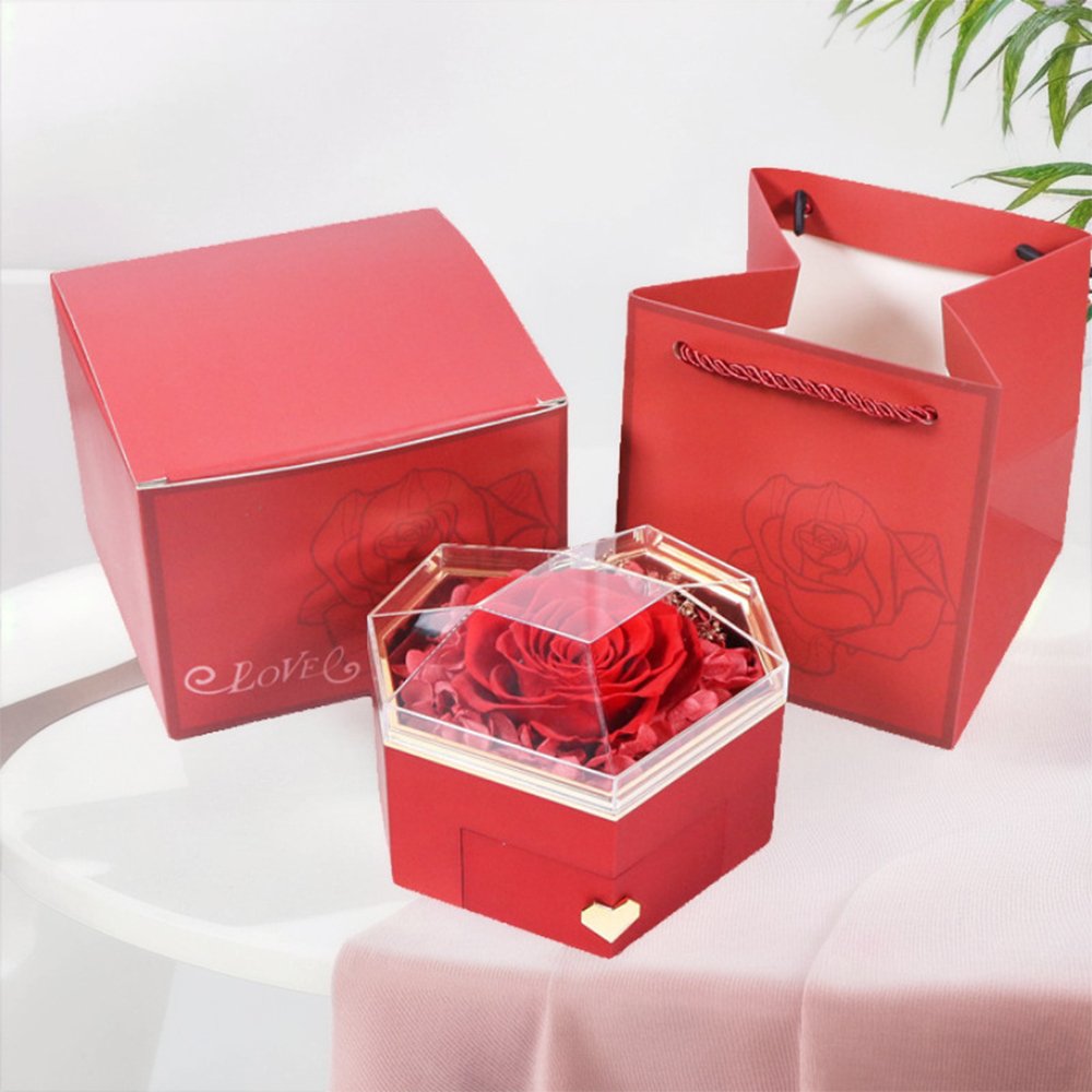 INUNION Gift Box Flower Box Jewelry box with Real Rose