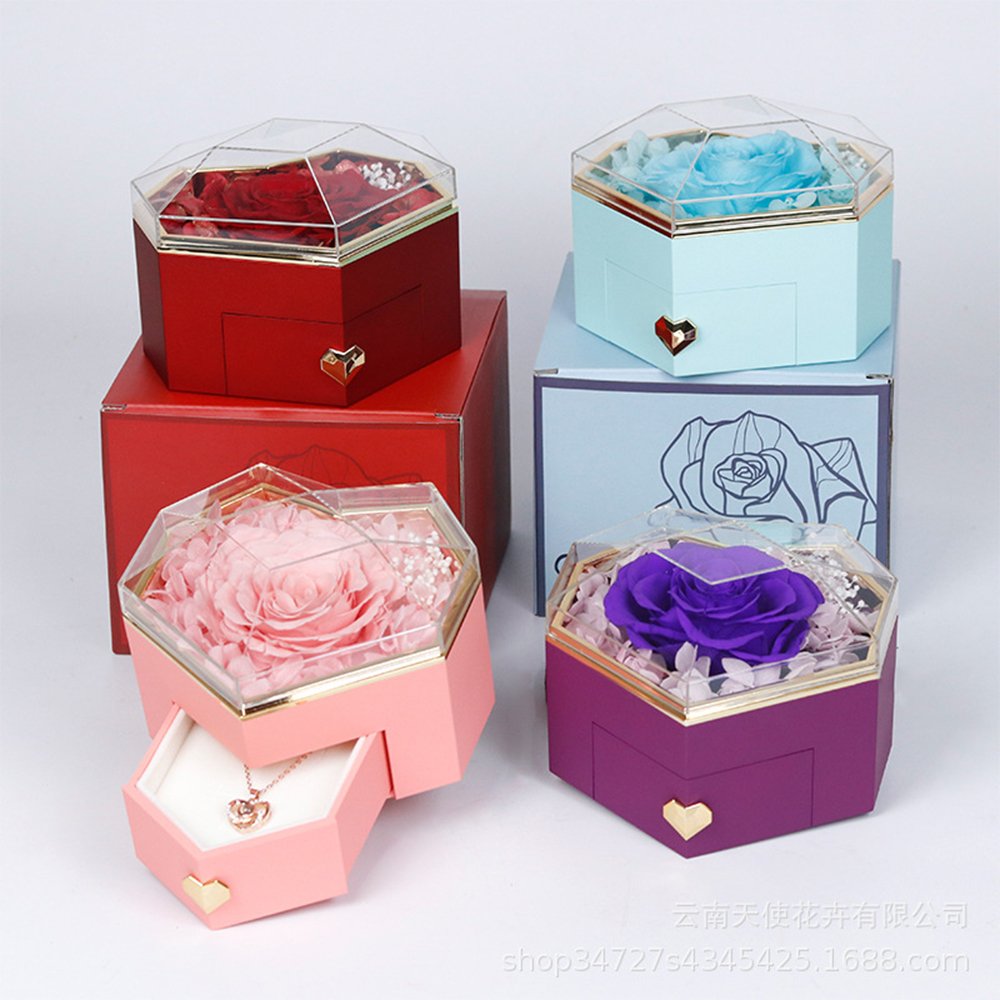 INUNION Gift Box Flower Box Jewelry box with Real Rose