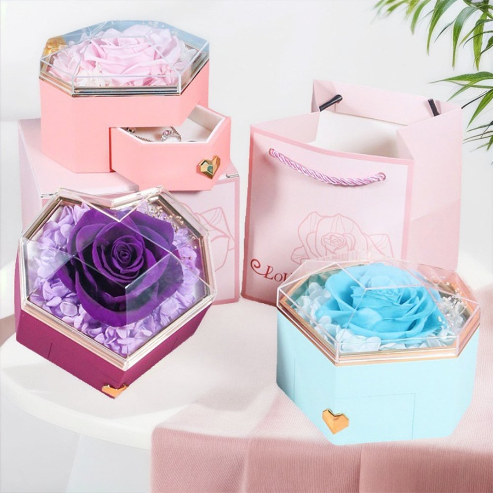 INUNION Gift Box Flower Box Jewelry box with Real Rose