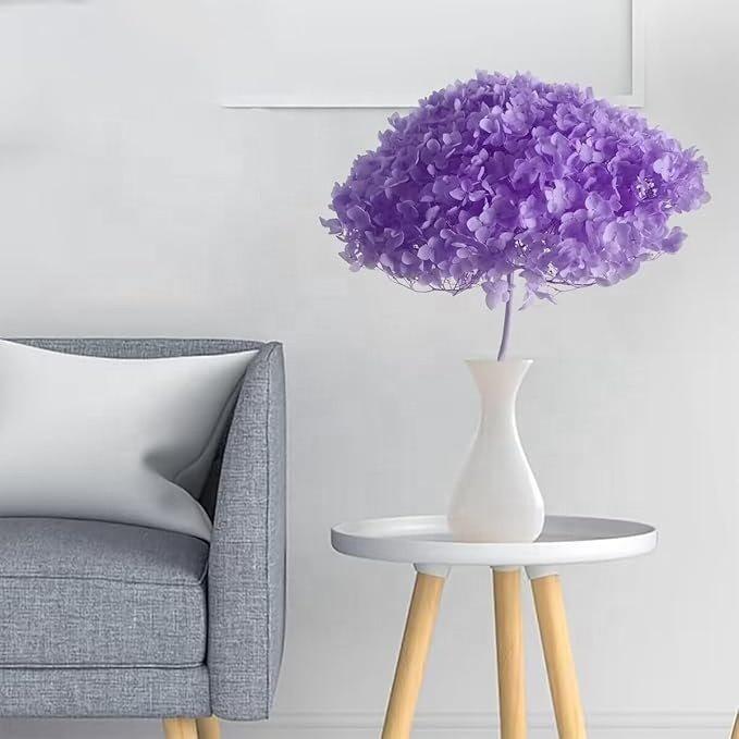 preserved hydrangea natural flowers with stem, hydrangeas home decor, wedding flowers China Supplier