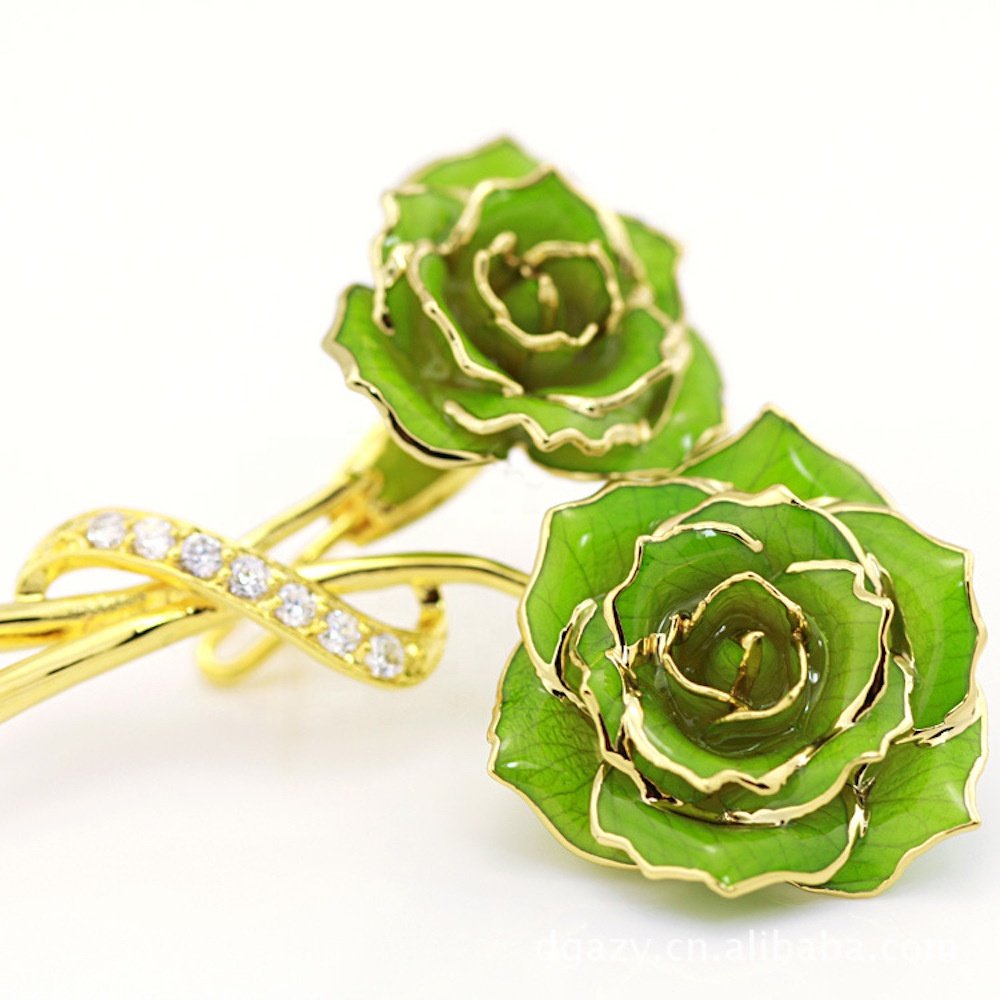 24k gold plated rose factory wholesale adorable girls rose brooch gold dipped real rose for women gifts