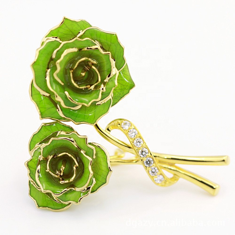 24k gold plated rose factory wholesale adorable girls rose brooch gold dipped real rose for women gifts