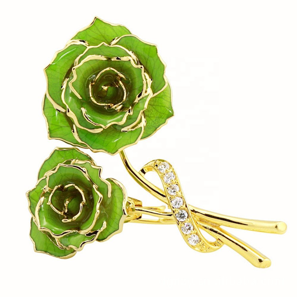 24k gold plated rose factory wholesale adorable girls rose brooch gold dipped real rose for women gifts