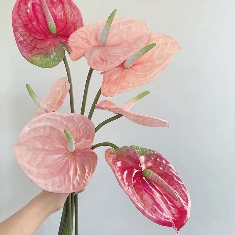 M620 High Quality Red Artificial Plant Plastic Anthurium Flowers Real Touch For Home Wedding Party Table Centers Piece