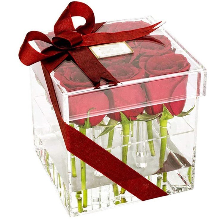Best seller 9Holes Clear Acrylic Preserved Flower Rose Gift Box for lover