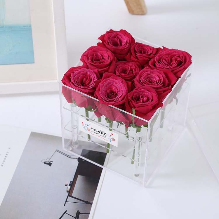 wholesale Plastic rose stem artificial flower stem use to make preserved roses in acrylic flower box