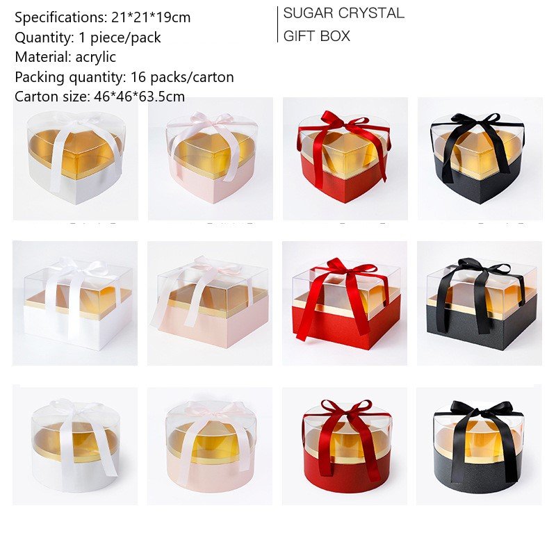 Wholesale Luxury Round Square Heart Shape Acrylic Gift Box Flower Packaging Preserved Flowers Boxes