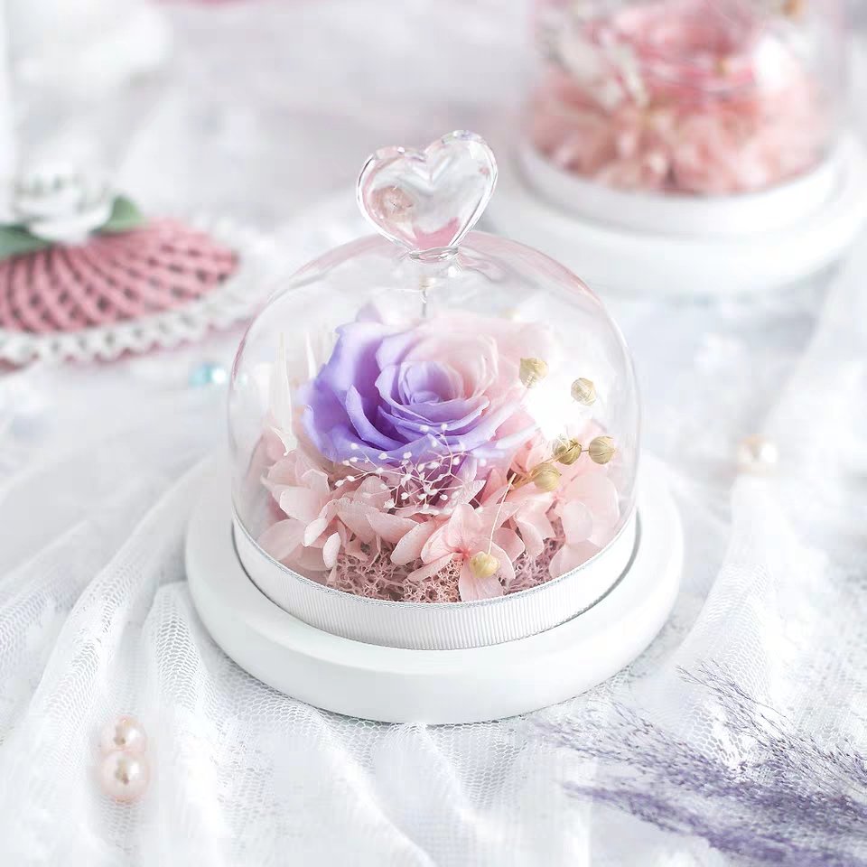 2024 new preserved flowers luxury rose preserved roses in glass jar rose in a glass