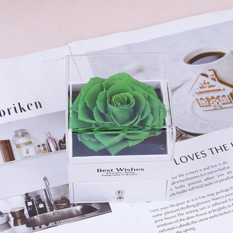 Wholesale every love preserved eternal roses in acrylic box with love you necklace forever flower gift for valentines