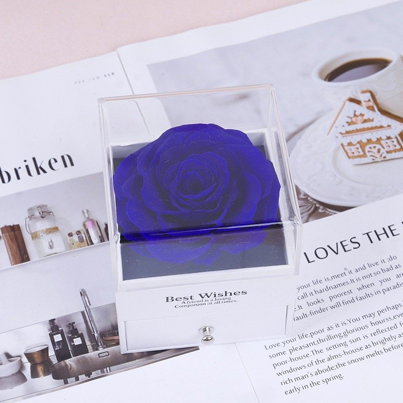 Wholesale every love preserved eternal roses in acrylic box with love you necklace forever flower gift for valentines