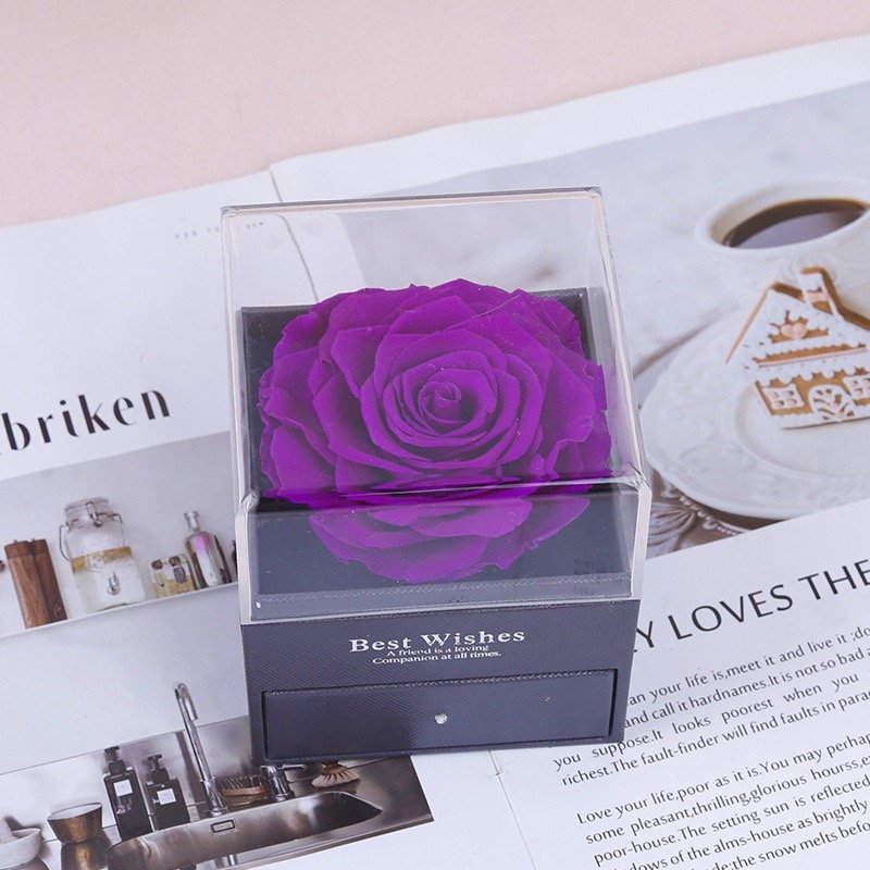 Wholesale every love preserved eternal roses in acrylic box with love you necklace forever flower gift for valentines