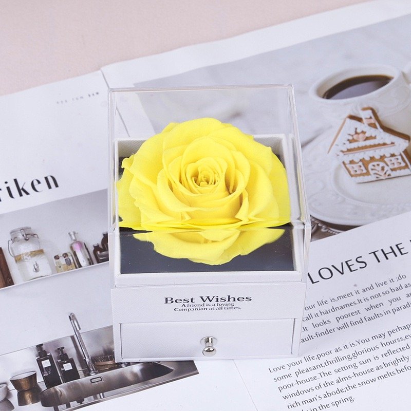 Wholesale every love preserved eternal roses in acrylic box with love you necklace forever flower gift for valentines