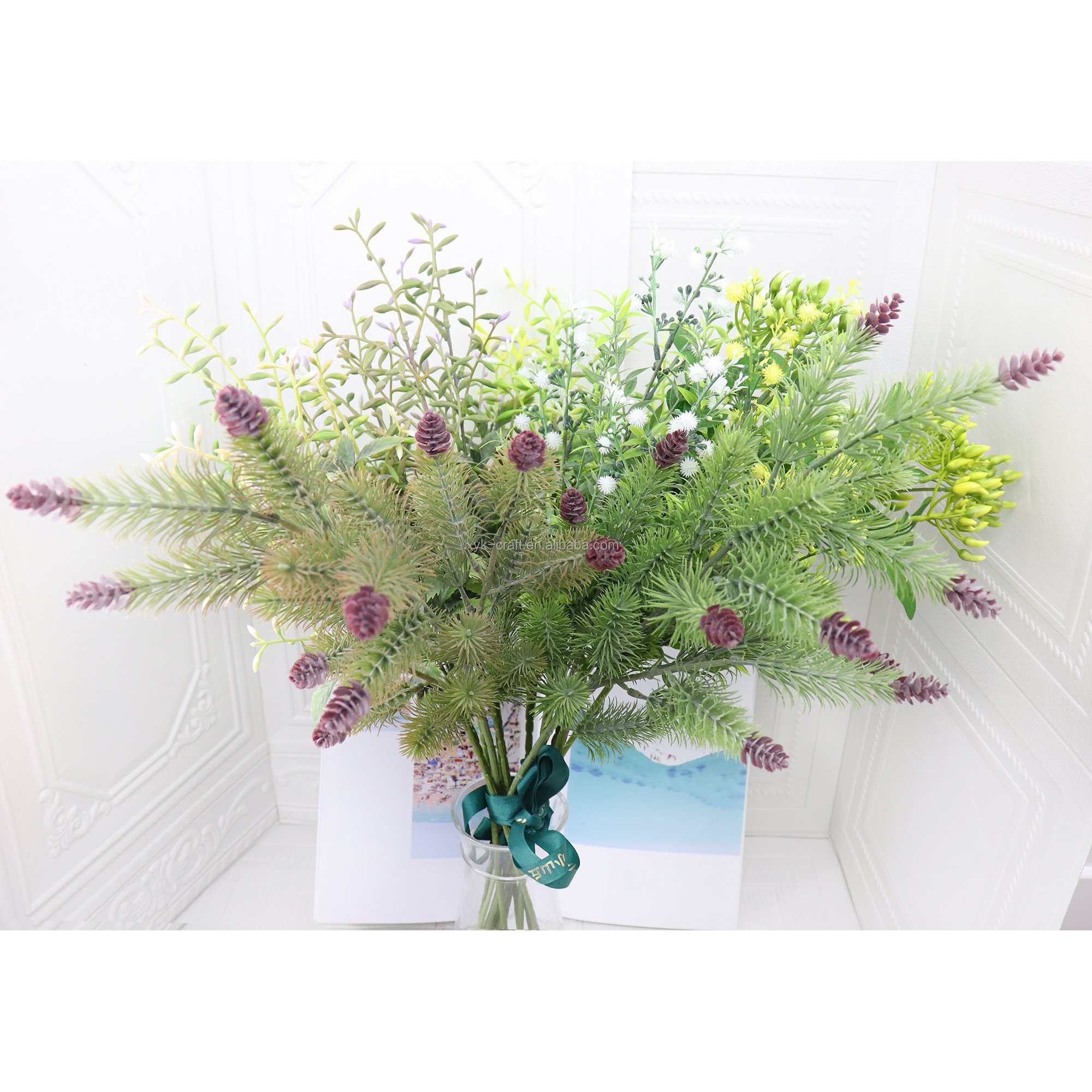 2022 New Arrival Artificial Pine Plants False Plastic Flowers For Table Decor Preserved Flowers Handmade Greenery Pine Decor