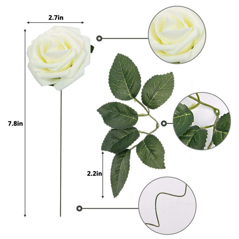 INUNION Factory Wholesale 8cm PE Artificial Foam Rose Flower Head For Wedding And Decoration
