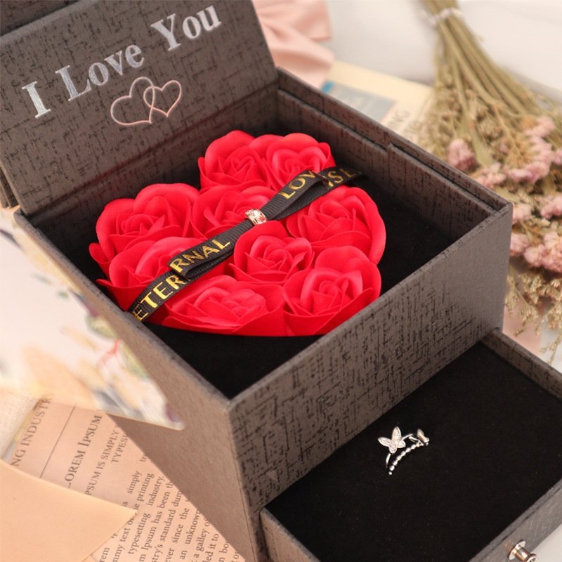 New product ideas 2023 square preserved rose flower gift packaging box at competitive price for girlfriend