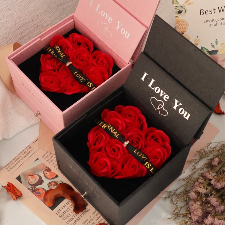 New product ideas 2023 square preserved rose flower gift packaging box at competitive price for girlfriend