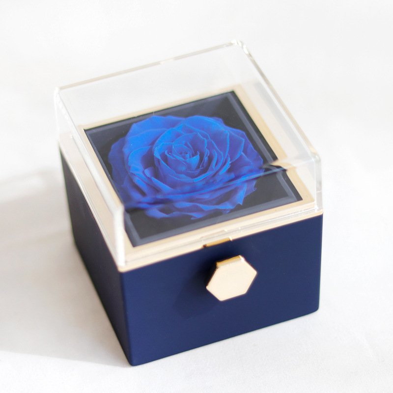 2023 Christmas Trending Products On Amazon Real Fresh Long Lasting Roses In Rotating Jewelry Box For Girl